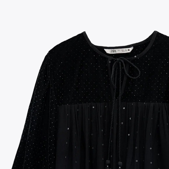 [Zara] sequined velvet peasant blouse - Picture 3 of 13